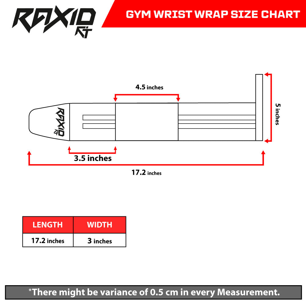 Wrist wraps size chart