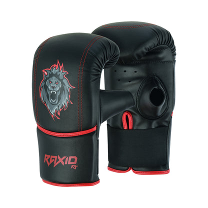 Black & Red Open Thumb Boxing Gloves